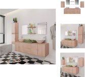 vidaXL Meuble de salle de bain - Beige - Aggloméré - 150 x 45 x 45 cm - Montage mural - 2 tiroirs - Meuble de salle de bain