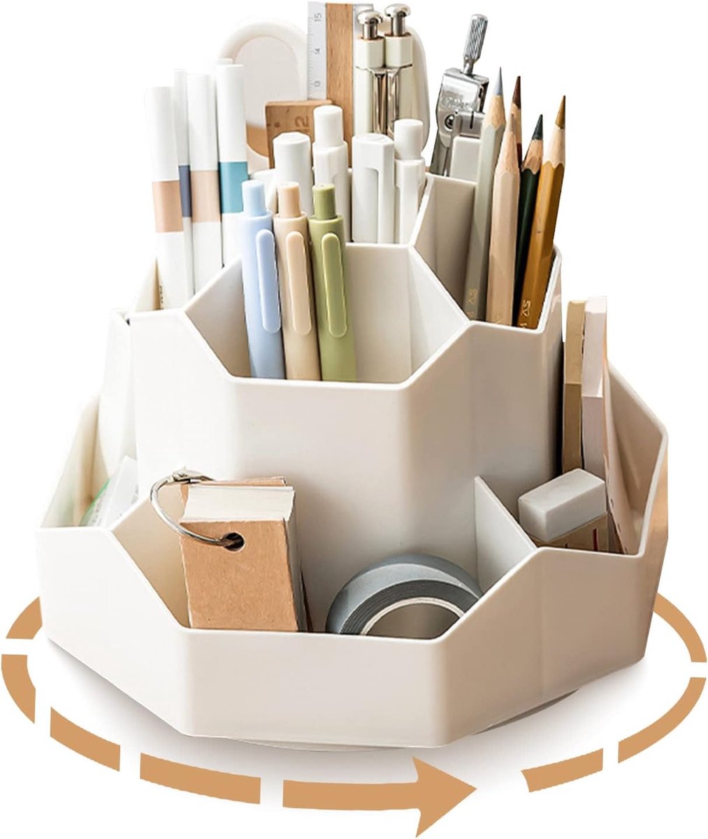 Multifunctionele plastic bureau-organizer voor op het bureau, 360 graden draaiba