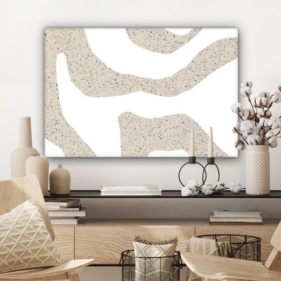 Tableau sur toile Abstrait - Terrazzo - Design - Beige - 90x60 cm - Décoration murale