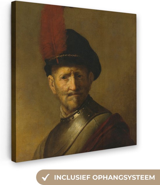 Peinture sur Toile Portrait d'Homme - Rembrandt van Rijn - 50x50 cm - Décoration murale