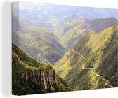 Route de montagne sinueuse Brésil Toile 180x120 cm - Tirage photo sur toile (Décoration murale salon / chambre) XXL / Groot format!