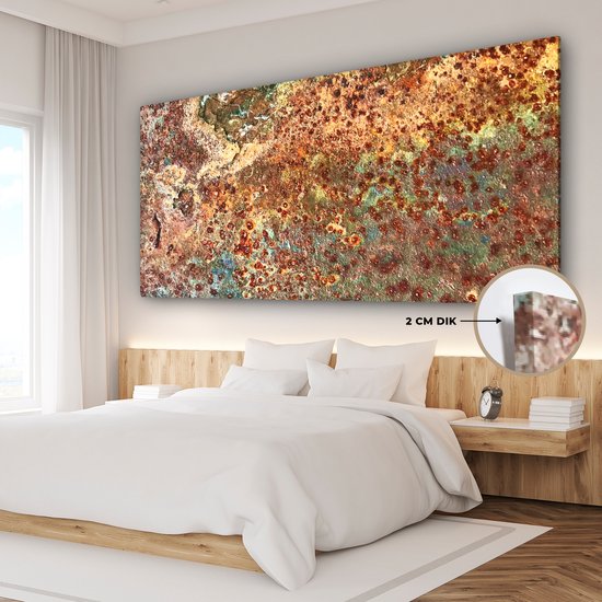 Peinture sur toile 160x80 cm - Décoration murale Couleurs - Métal - Rouille - Structure - Abstrait - Décoration murale murale salon - Décoration chambre - Accessoires de chambre - Peintures