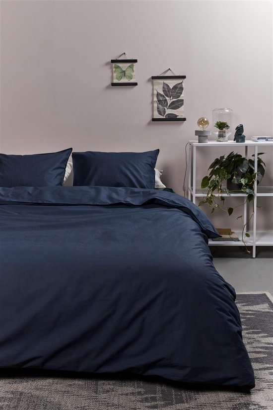 Ambiante Cotton Uni dekbedovertrek - Effen - Eenpersoons - 140x200/220 - Donker Blauw van Merkloos — afbeelding 5