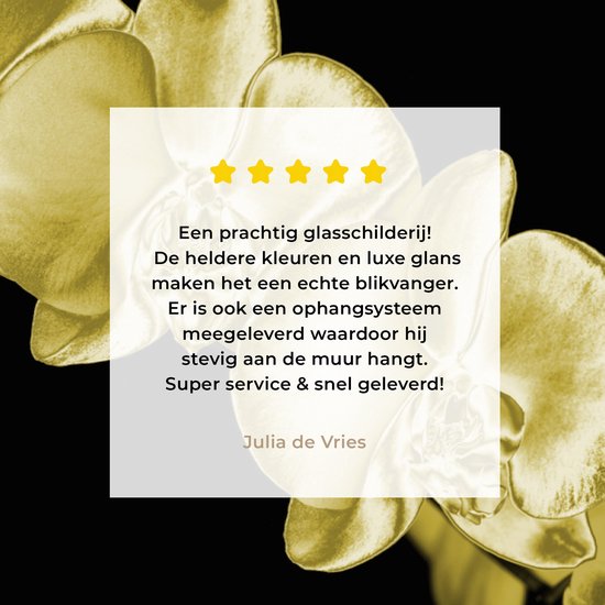 MuchoWow® Peinture sur verre 120x90 cm - Peinture sur verre acrylique - Les orchidées colorées sur fond noir - Photo sur verre - Peintures