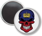 Button Met Magneet - Schedel Vlag Liechtenstein - NIET VOOR KLEDING