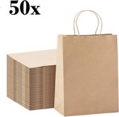 50 x sacs en papier en papier kraft brun avec oreilles tressées 22x10x28cm / sacs en papier Sacs en papier Kraft avec poignée / Sacs cadeaux avec poignées torsadées / Sacs /
