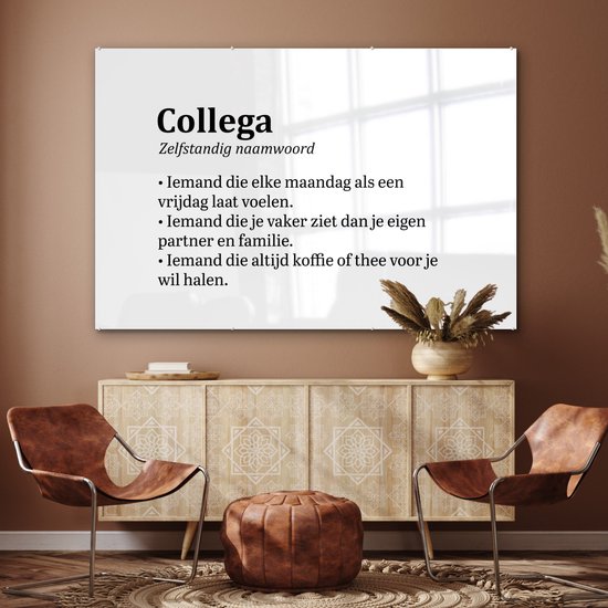 MuchoWow® Peinture sur verre 150x100 cm - Peinture sur verre acrylique - « Collègue » - Dictons - Citations - Photo sur verre - Peintures