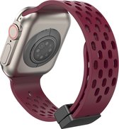 Siliconen bandje - geschikt voor Apple Watch series 1/2/3/4/5/6/7/8/9/SE/SE 2/Ultra/Ultra 2 met case size 42 mm / 44 mm / 45 mm / 49 mm - Bordeaux