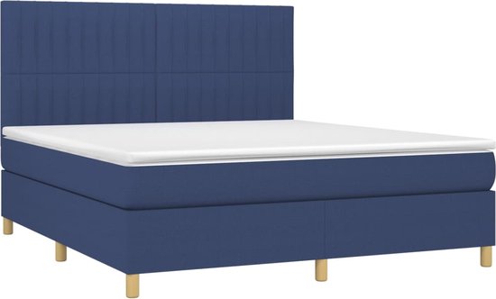 vidaXL-Boxspring-met-matras-en-LED-stof-blauw-160x200-cm