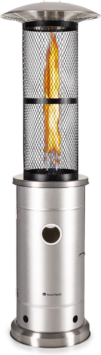 Blumfeldt Goldflame Terrasverwarmer op gas 11,2 kW - Terrashaard - Flame Heater - Warmtestraler - Edelstaal