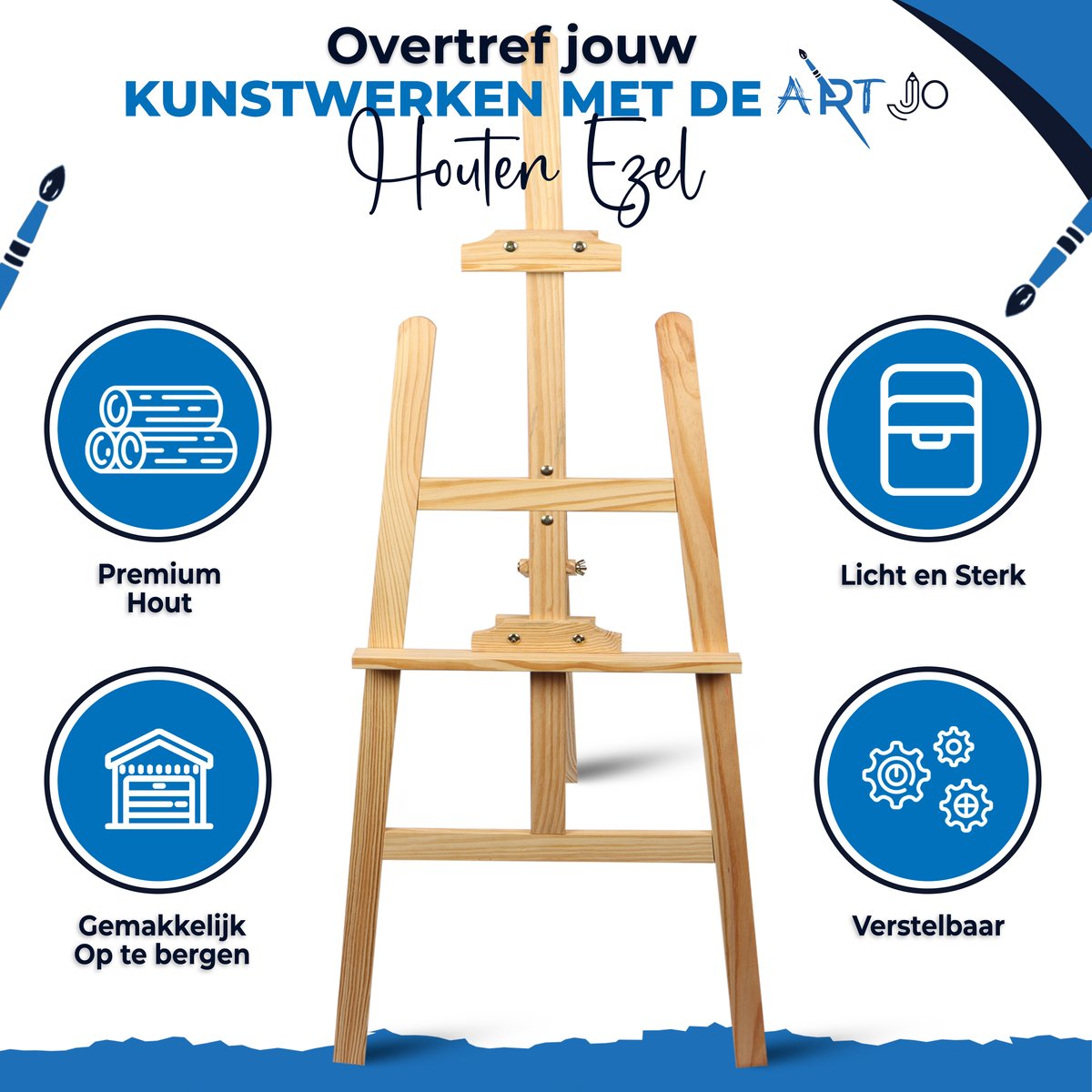 Schildersezel 175 cm Ezel Voor Volwassenen Schilderen Schildersdoek - Schildersezels - Verf - Verven - Schilderset - Atelierezel - Veldezel - Verstelbaar - Inklapbaar — afbeelding 2
