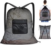 Laundry Bag Ball Net with Shoulder Strap and Drawstring, 60 x 70 cm Large Mesh Beach Bag Sports Ball Net Bag Basketball Bag Ball Bag for Swimming, Diving, Travel, Fitness