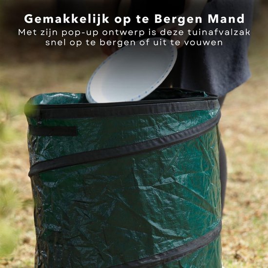 Cheqo® Grote Tuinafvalzak - 85 Liter - Opvouwbaar - Met Handige Draaghengsels - Tuinzak - Tuinafvalemmer - Bladzakken - Waterafstotend Tuinafvalzak - Afvalzak Tuin - Handig Handvat van Cheqo — afbeelding 3