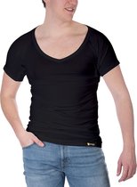 ConfidenceForAll® Anti zweet shirt - met sweatproof okselpads - Heren Diepe V-hals - Zwart maat M