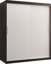 Zweefdeurkast Kledingkast met 2 schuifdeuren Garderobekast slaapkamerkast Kledingstang met planken (LxHxP): 150x200x62 cm - Rikid J1 (Zwart + Wit, 150) met lades