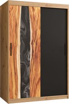 Zweefdeurkast Kledingkast met 2 schuifdeuren Garderobekast slaapkamerkast Kledingstang met planken (LxHxP): 120x200x60 cm - Natural (Artisan, 120) met lades