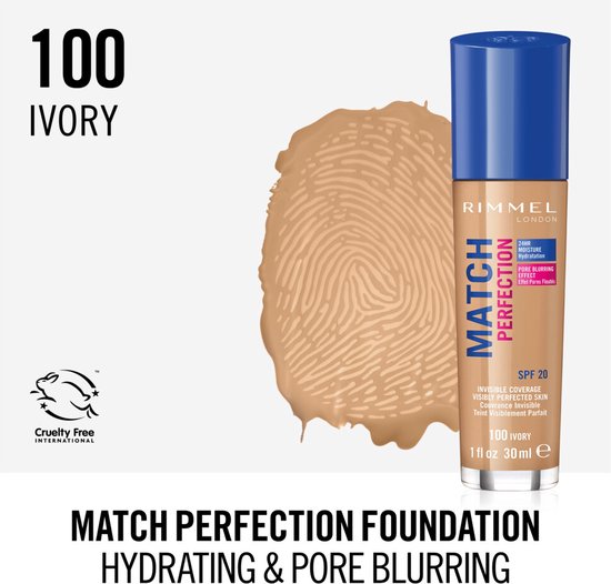 Rimmel London Match Perfection Foundation - 100 Ivory - Beige - Rimmel London