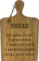 Houten broodplank - Tekstbord - Wandbord - brood recept - Kan opgehangen worden - Afmeting. 34x22 cm