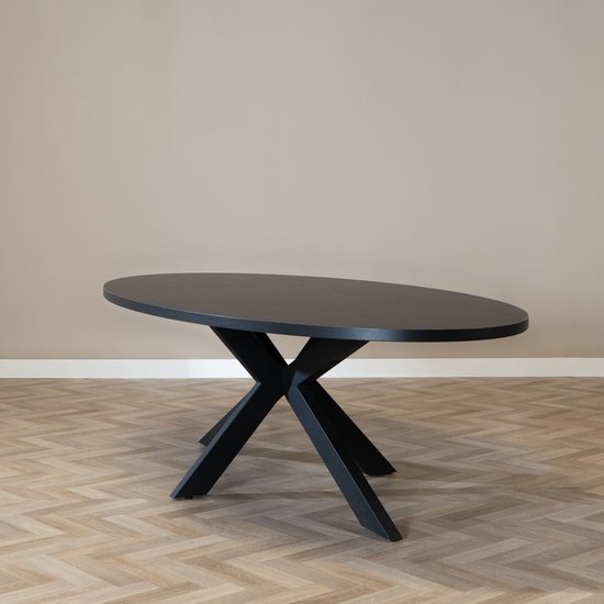 Bronx71® Table à manger Carl mélamine noir ovale 270 x 130 cm