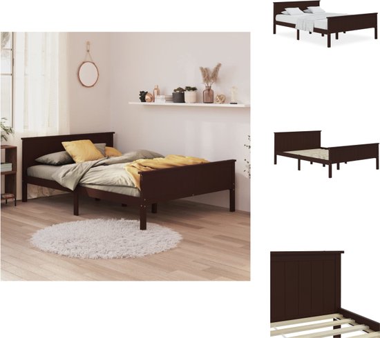 vidaXL Bedframe Hout - Donkerbruin - 208 x 168 x 77 cm - Geschikt voor 160 x 200 cm matras - Montage vereist - Bed