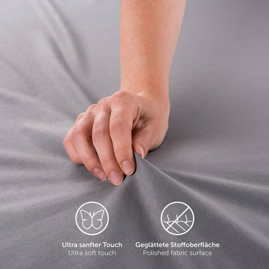 Blumtal Hoeslaken Premium Jersey - 200 x 200 cm - jusqu'à 40 cm de hauteur de matelas - Grijs - 100% Katoen - Sommier tapissier - Set de 2