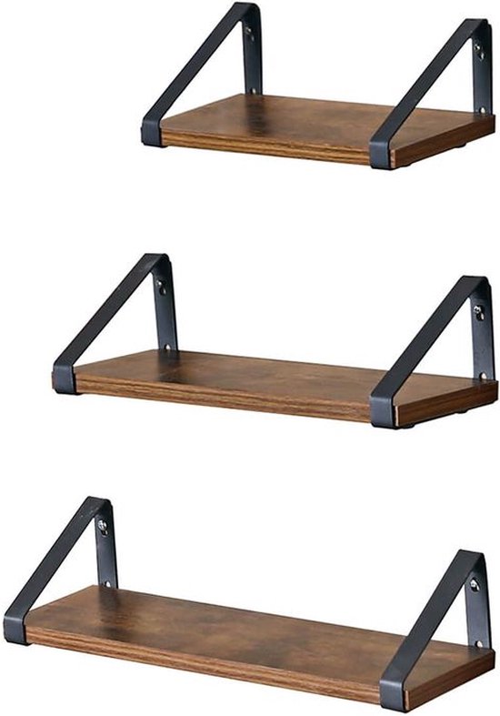 Silvotek Set van 3 houten wandplanken, zwevende wandplanken van massief grenenhout, planken voor woonkamer, slaapkamerdecoratie en woondecoratie