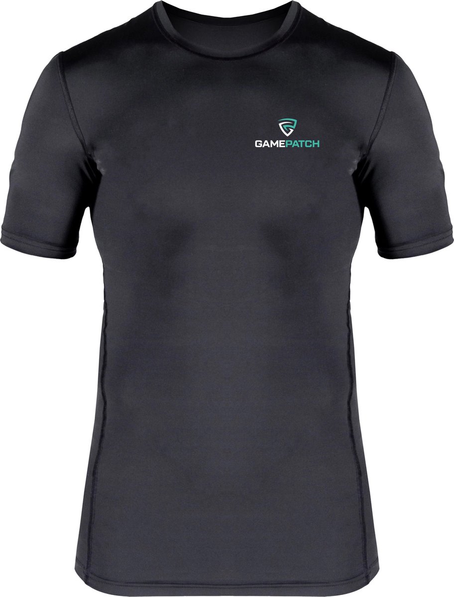 GAMEPATCH | Compression shirt SHORT SLEEVES | Zwart | Maat XL | Basketball | Handball | Urban Sports