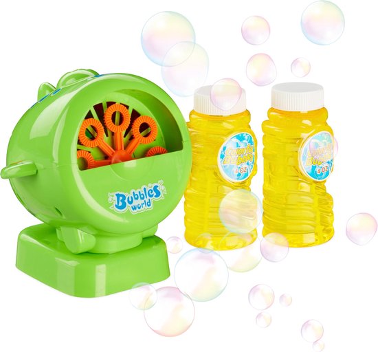 Relaxdays Bubble machine avion - machine à bulles de savon - bulles  soufflantes - vert