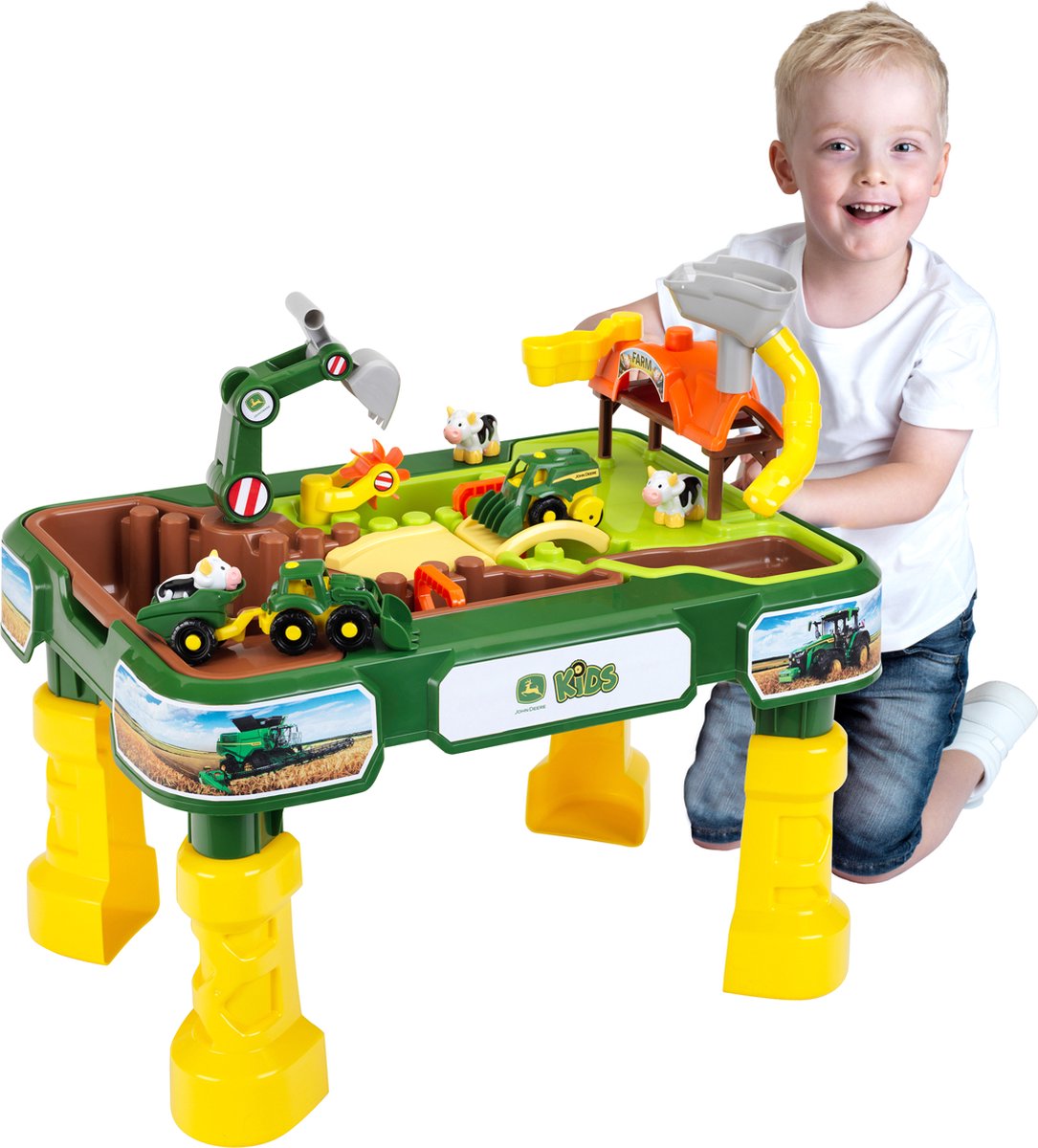 Klein Toys John Deere zand- en waterspeeltafel - 2in1 boerderij - incl. afneembare bassins voor zand en water - 64x46x60 cm - groen geel — afbeelding 13
