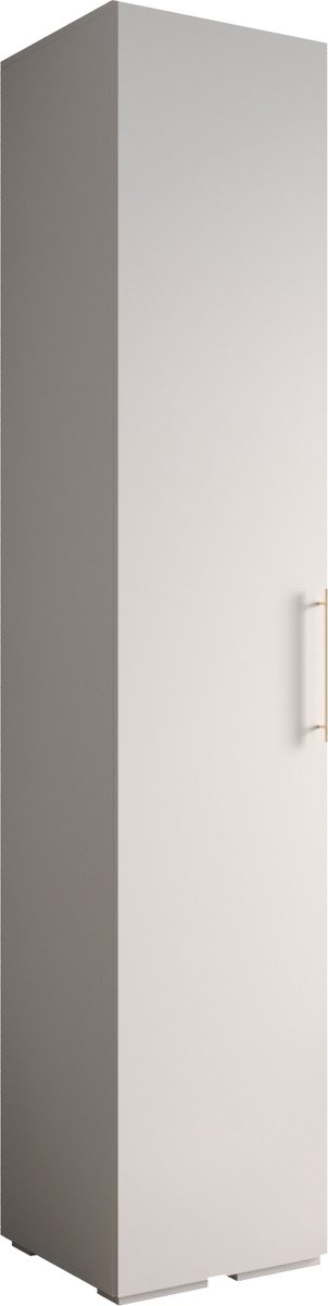 AJE Meubles B.V. Opbergkast Kledingkast met 1 draaideuren Garderobekast slaapkamerkast Kledingstang met planken | Gouden Handgrepen, elegante kledingkast, glamoureuze stijl (LxHxP): 50x237x47 cm - IVONA 3 (Wit, 50 cm)