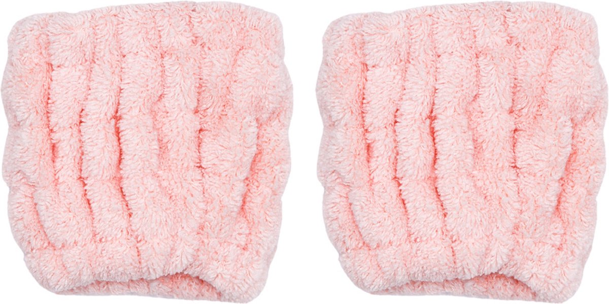 Boozyshop ® Polsbandjes - Gezichtsreiniging - Gezicht wassen - Gezichtsverzorging - Face wash - Skincare - Cleansing Cuffs - Waterabsorberend - Wasbaar - Roze