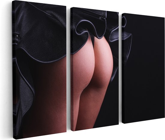 Artaza Canvas Schilderij Drieluik Vrouwen Billen onder een Rok - Erotiek - 60x40 - Klein - Foto Op Canvas - Canvas Print
