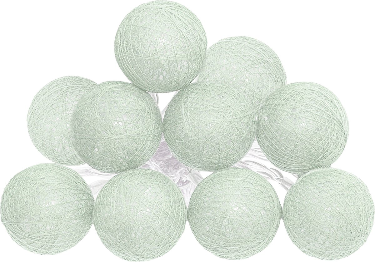 Atmosphera LED Lichtslinger - Batterijen niet inbegrepen - 10 Ballen - Ø6cm - Celadon groen