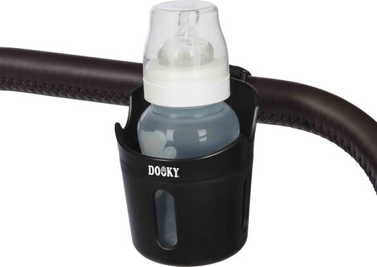 Dooky 2 in 1 Universele Beker en Telefoonhouder - Voor kinderwagen en Buggy - Zwart - 360 graden draaibaar ontwerp van Dooky — afbeelding 3