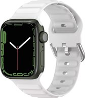 Mobigear Watch bandje geschikt voor Apple Watch Series 8 (45mm) Bandje Flexibel Siliconen Gespsluiting | Mobigear Colors - Wit