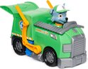 Groene Paw Patrol recyclewagen met Rocky en een oranje grijper. Met nummer 05 en "Recycle".