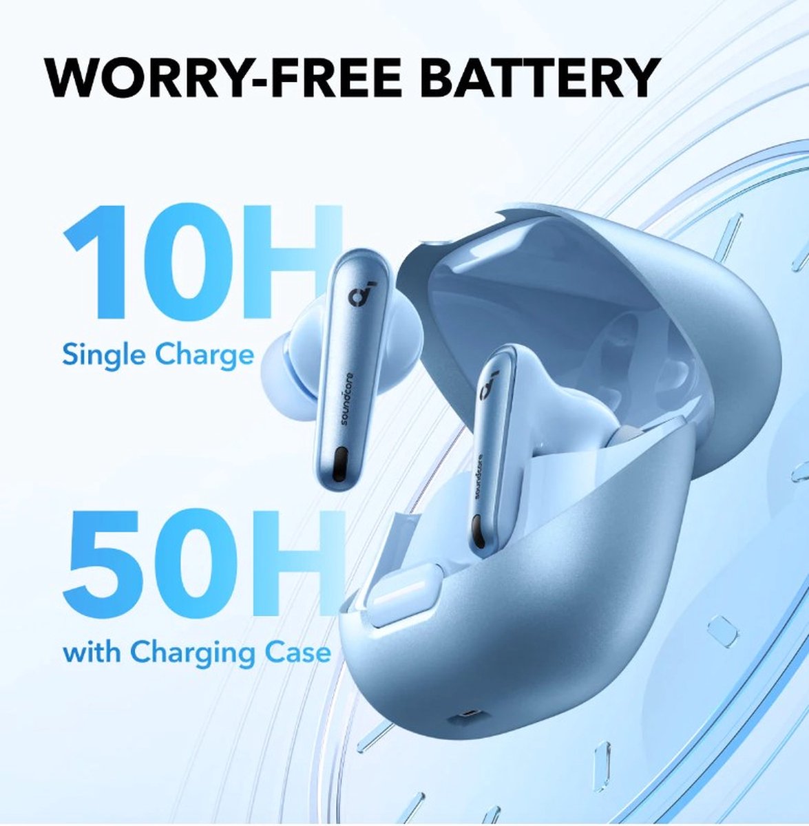 soundcore Liberty 4 NC - Wireless Noise Cancelling Earbuds (Light Blauw) - 98.5% Noise Reduction - draadloze oordopjes- Adaptive Noise Cancelling to Ears and Environment - Hi-Res Sound - 50H Battery thumbnail 6