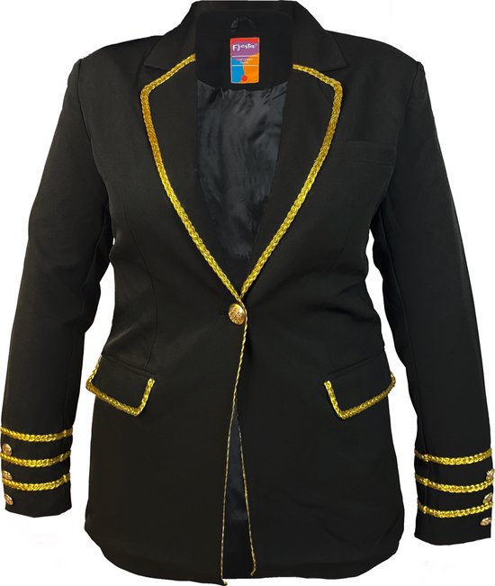Fjesta Carnavalsjas Dames Luxe Carnavalskleding Dames Carnaval Zwart Met Gouden. bol