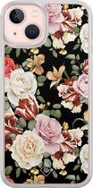 Casimoda® hoesje - Geschikt voor iPhone 13 - Bloemen flowerpower - 2-in-1 case - Schokbestendig - Bloemen - Verhoogde randen - Multi, Transparant