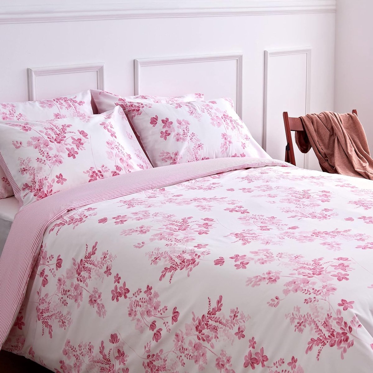 Stitch roze flanellen beddengoed, omkeerbaar dekbedovertrek 140 x 200 cm kussensloop 65 x 65 cm, ideaal voor de winter