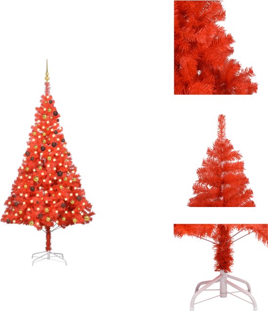 vidaXL Kunstkerstboom - Rode - PVC Boom - 240 cm - Met LED-verlichting vidaXL Kunstkerstboom - Rode - PVC Boom - 240 cm - Met LED-verlichting