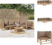 vidaXL Tuinset Bamboe - modulaire loungeset met tafel - comfortabele zitervaring - duurzaam materiaal - inclusief kussens - Tuinset