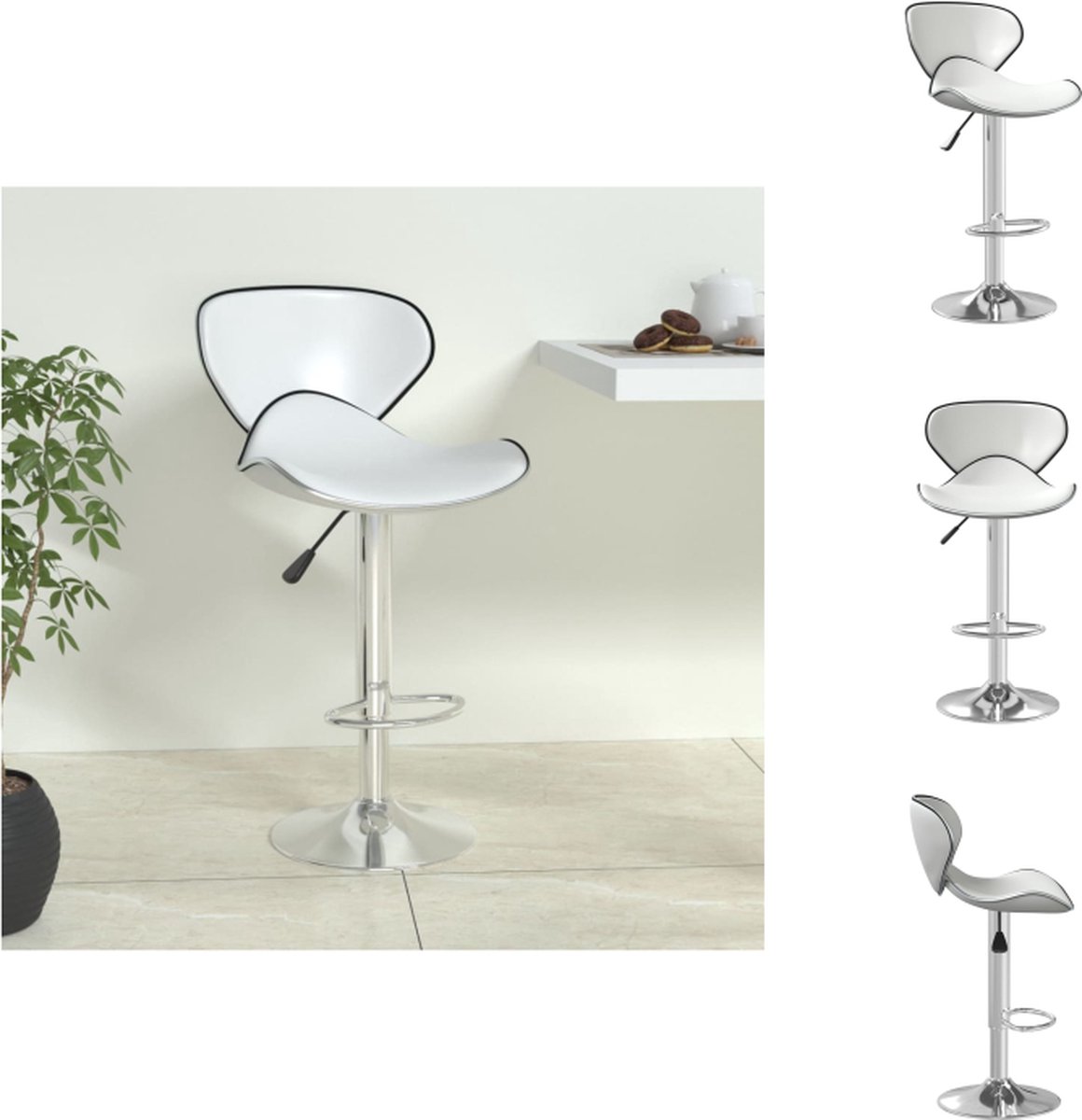 vidaXL - Barkruk - kunstleer - wit