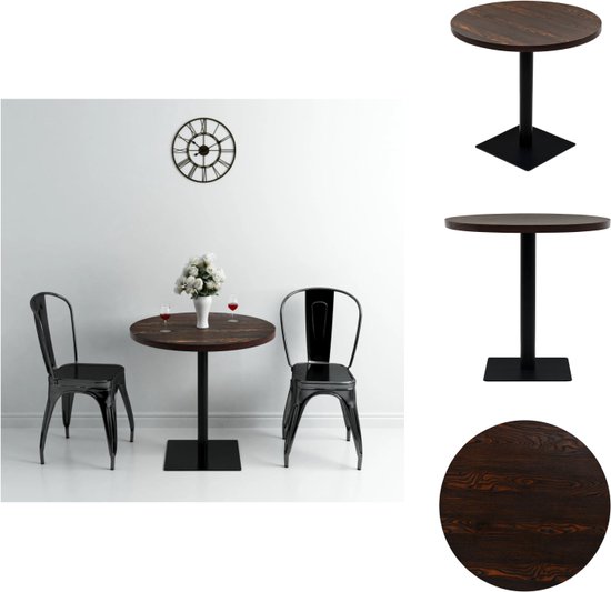 vidaXL Table de bistro - MDF - Acier - 80 x 75 cm - frêne foncé - Table