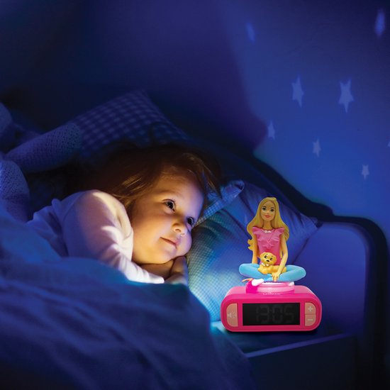 LEXIBOOK Réveil numérique veilleuse lumineuse Barbie 3D effets