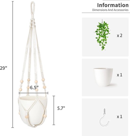 Hangplant met pot Kunstplanten voor woondecoratie Binnen Macrame Plantenhanger met kunstmatige wijnstokken voor slaapkamer Badkamer