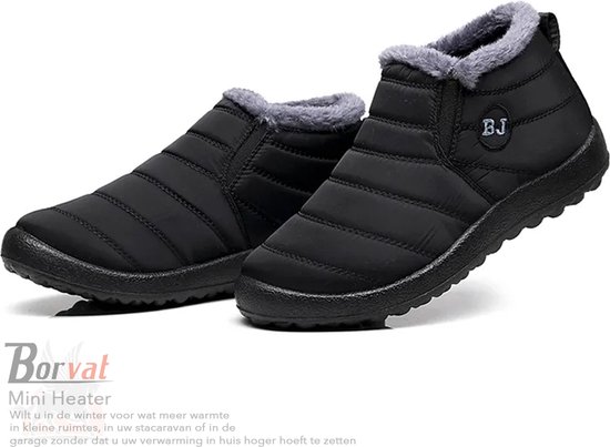 Borvat® - Unisex Schoenen - Winter Sneakers - Lichtgewicht Winterschoenen - Heren / Dames - Vrijetijdsschoenen Met Bont - Zwar - Maat 38 - Borvat®