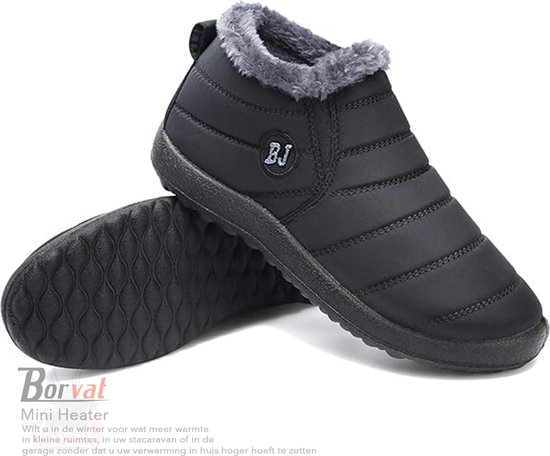 Borvat® - Unisex Schoenen - Winter Sneakers - Lichtgewicht Winterschoenen - Heren / Dames - Vrijetijdsschoenen Met Bont - Zwar - Maat 38 - Borvat®