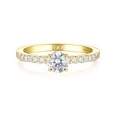 Finesse - 14k Geelgouden Moissanite Verlovingsring met Zijstenen - 0.5 karaat