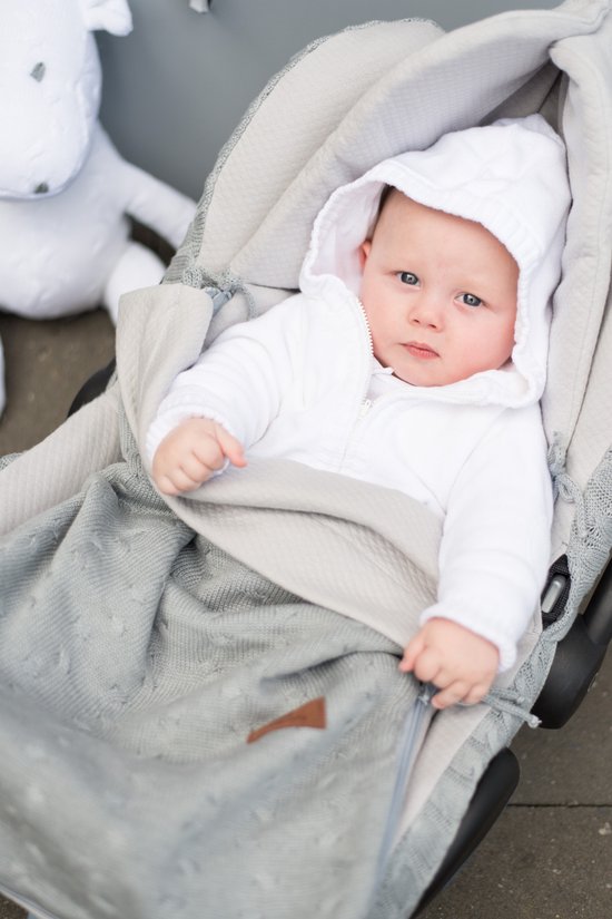 Wikkeldeken baby 90x90 cm voetenzakje voor autostoel of kinderwagen Luchtige omslagdoek voor pasgeborenen Ademend en licht Oeko-Tex Minky Hert lichtgrijs